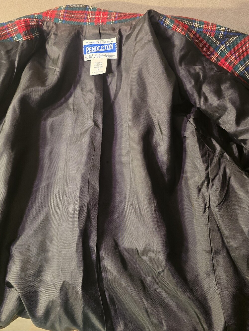 Vintage Pendleton Plaid Wool Blazer, EUC, Size 14, Red Black Green Blue - Picture 12 of 13